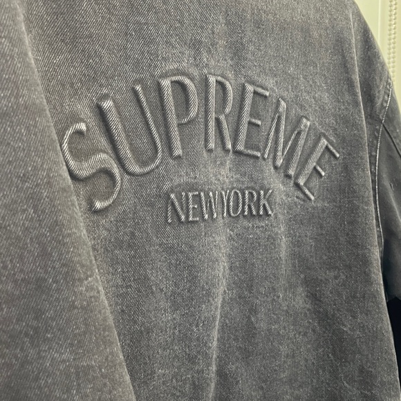 Supreme Denim Twill Varsity Jacket XL black and great condition comfortable 2014 - Picture 6 of 10